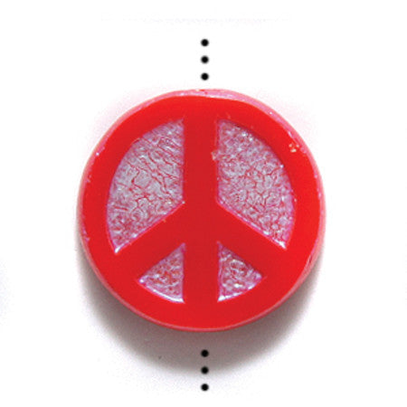 15PS141-5AR: CZ Peace Sign Red AB Inlay 15mm-4PC