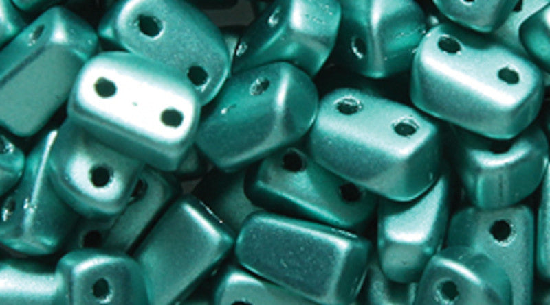 36TI886R: CZ Dracula Bead 2HOLE Metallic Green 4x6mm-50PC