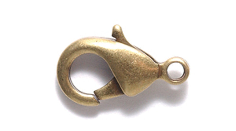 15FI644-ABR: Clasp Lobster ANT Brass 15x9mm 4PPK