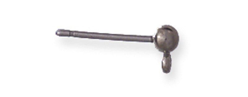 FI6-SR: Earring Post W/Eye Surg Steel 3mm Ball-6PR