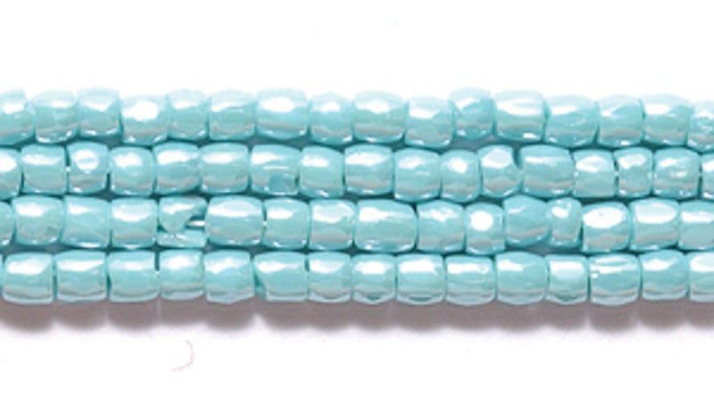 9SC385: CZ Seed Bead 3-cut Luster Turquoise Green 9/0 10HK