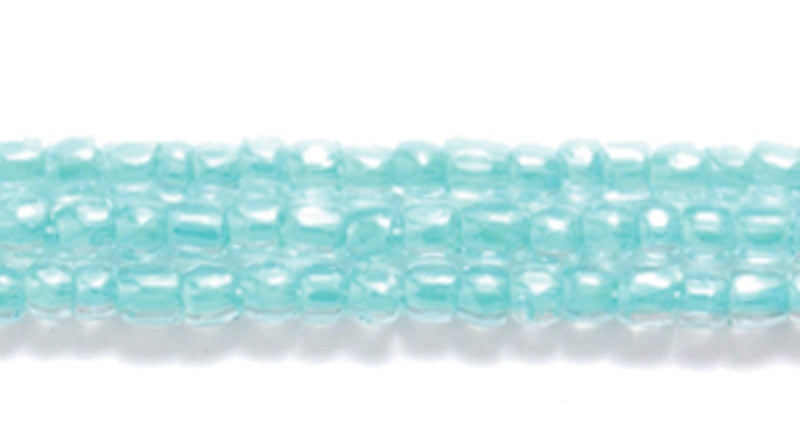 9SC3787: CZ Seed Bead 3-cut Color Lined Green Teal With Luster 9/0 10HK