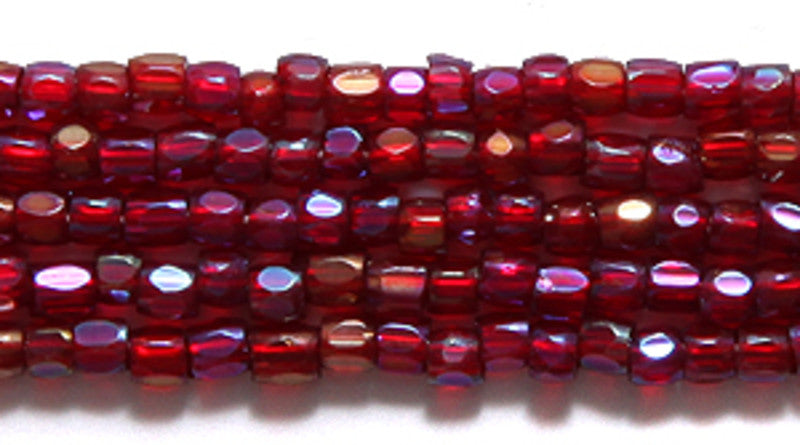 9SC546-T: CZ Seed Bead 3-cut TR Garnet AB 9/0 10HK