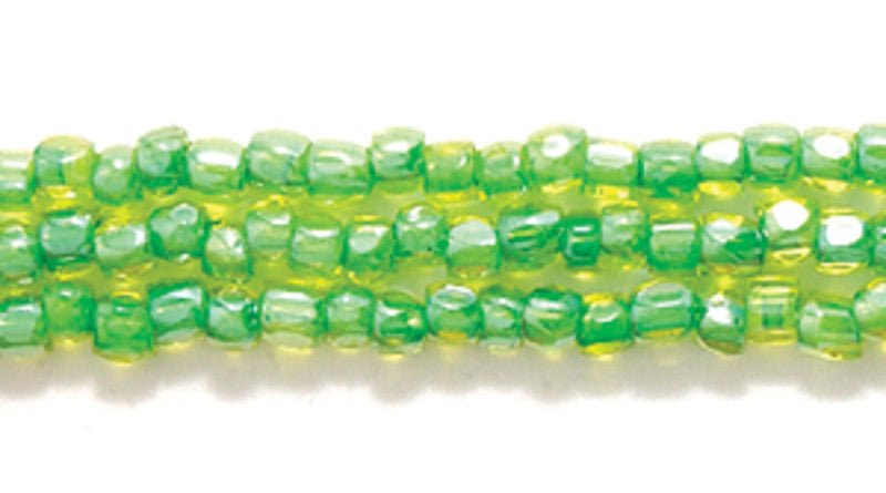 9SC722-8: CZ Seed Bead 3-cut Yellow With Green Lining 9/0 10HK