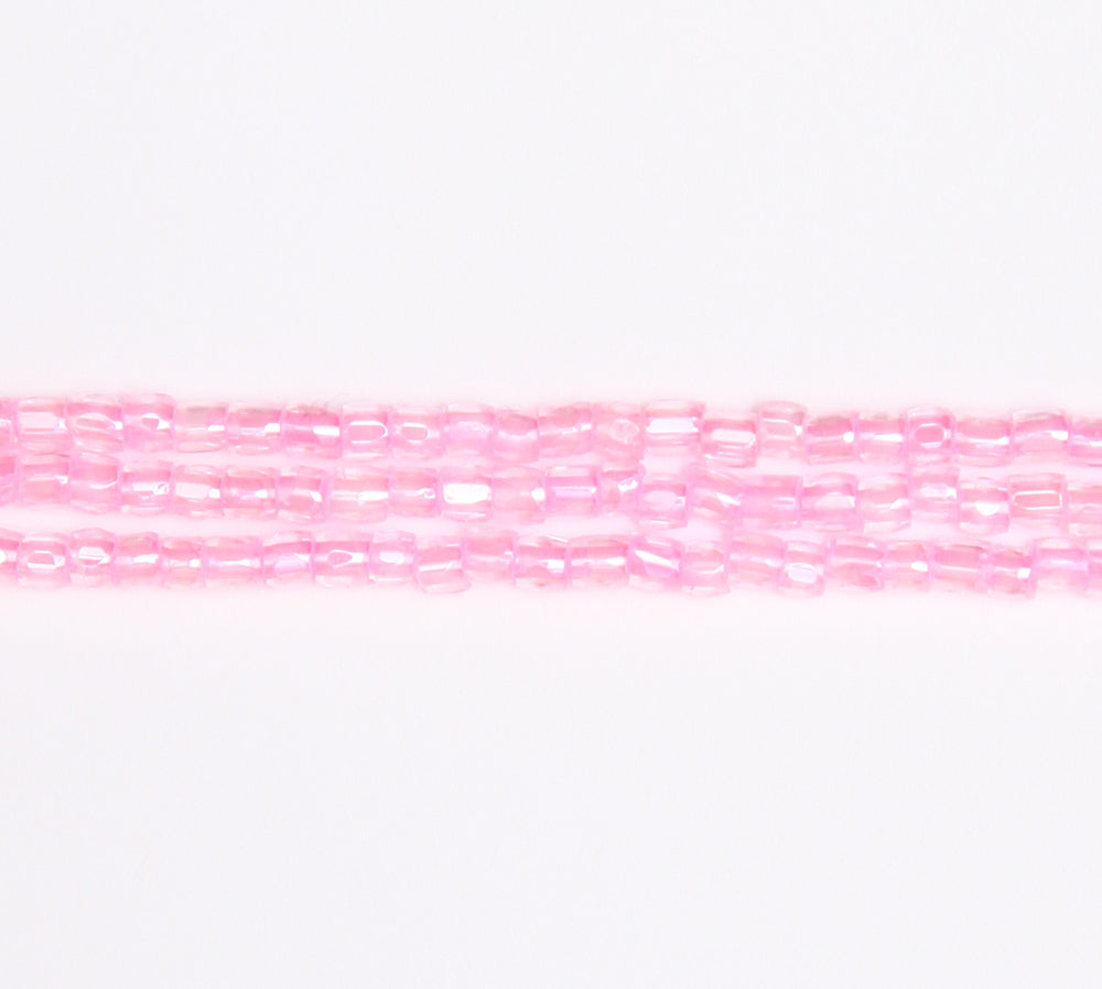 9SC791-LS: CZ Seed Bead 3-cut Color Lined Pink Luster 9/0 10HK