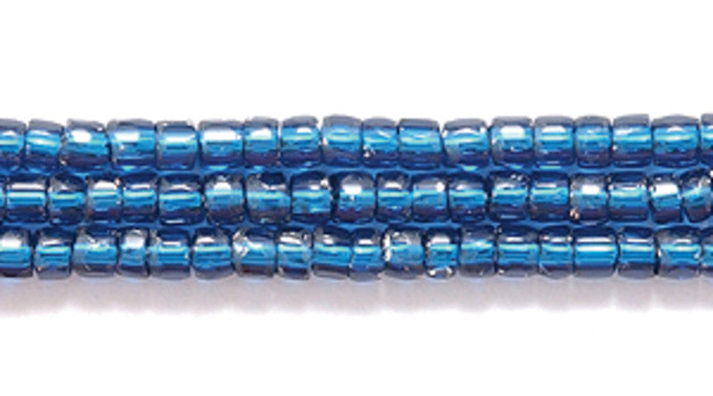 9SC469: CZ Seed Bead 3-cut Silver Lined Montana Blue 9/0 10HK