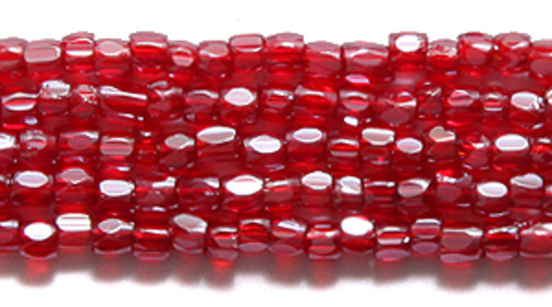 9SC342-T: CZ Seed Bead 3-cut TR Luster LT Ruby 9/0 10HK