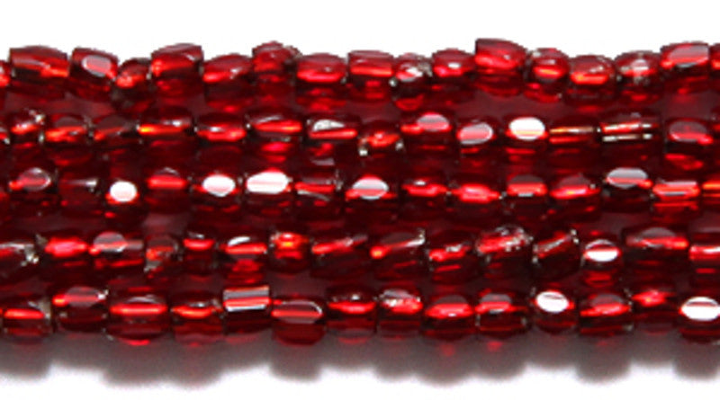 9SC446: CZ Seed Bead 3-cut Silver Lined Garnet 9/0 10HK