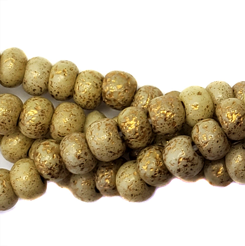 6SB853-E: CZ Seed Bead Etched Golden Cream 6/0 36STR