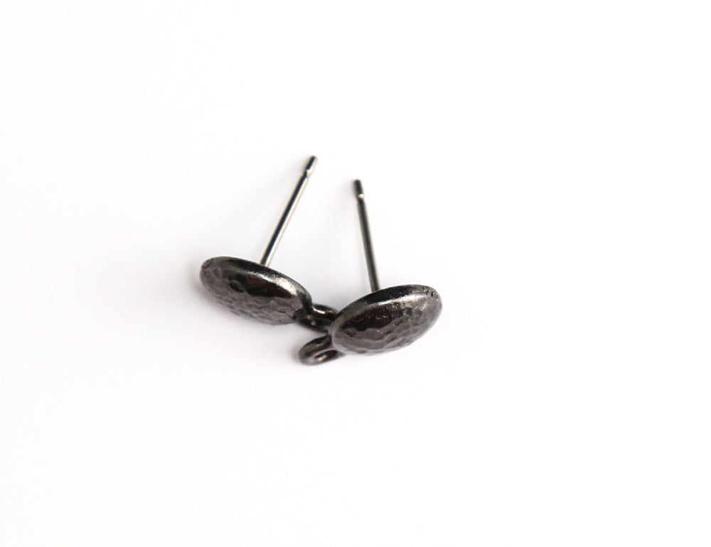 TC1084-GM: Hammertone Earring 9mm Black