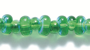 91SB583: CZ Seed Bead Farfalle TR MED Green AB 3x7mm 26STR