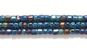 9SC579: CZ Seed Bead 3-cut Blue Iris Finish 9/0 5HK