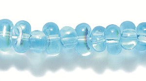 91SB566: CZ Seed Bead Farfalle TR Aqua AB 3x7mm 22STR