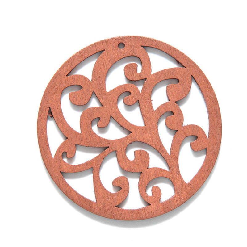 48WC839-56R: Cut Wood Circle Vines 48mm Brown-3PC