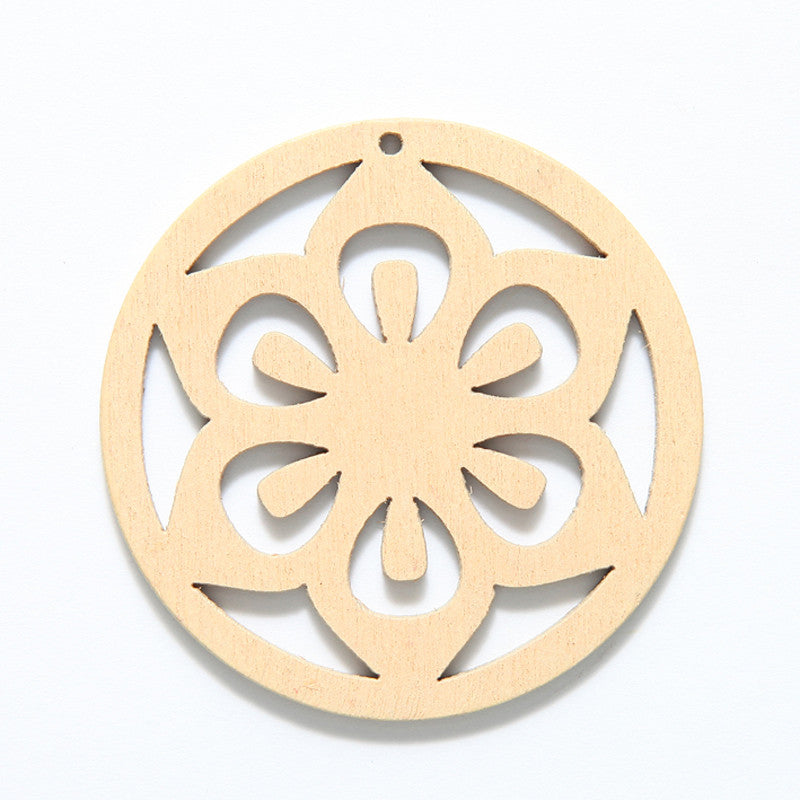 48WC811-51R: Cut Wood Circle Flower 48mm LT Finish-3PC