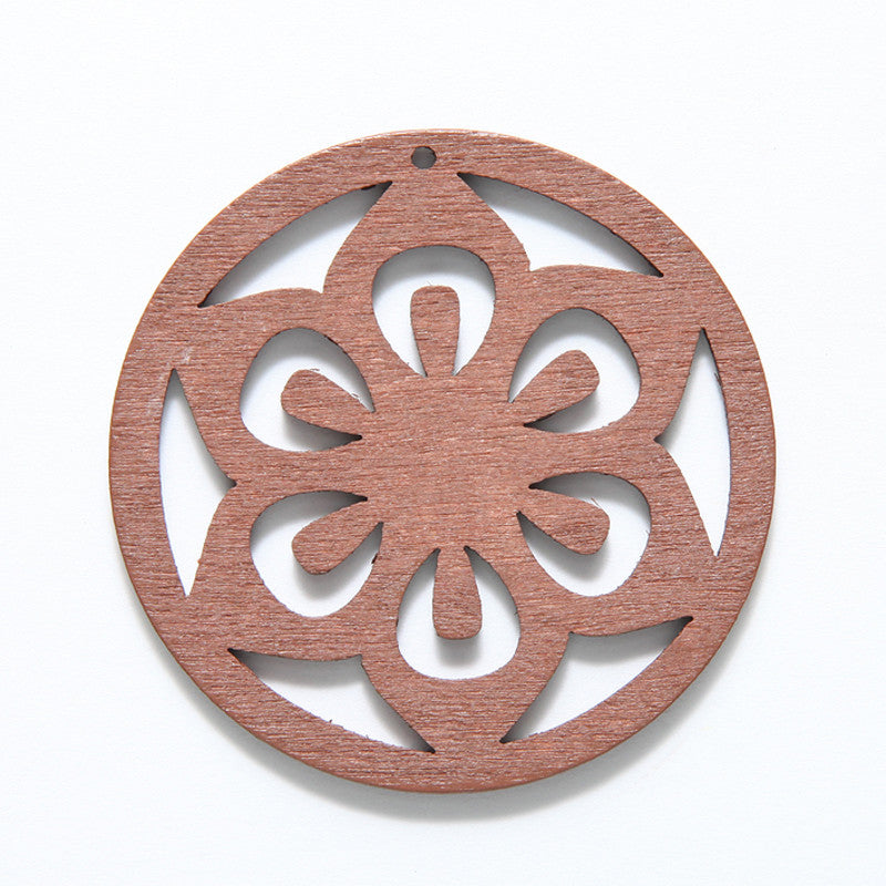 48WC811-56R: Cut Wood Circle Flower 48mm Brown Finish-3PC