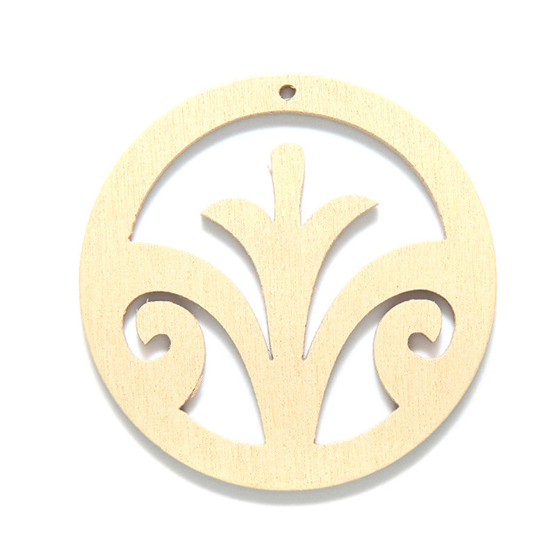 48WC837-51R: Cut Wood Circle Fleur De Lis 48mm LT-3PC