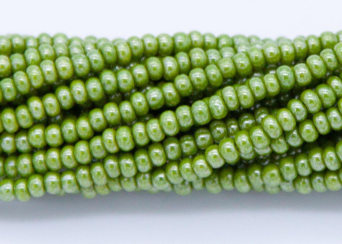 11SB383-OLR: CZ Seed Bead Op High Luster Olive Green Color #83113 11/0-1HK