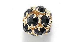 10CC109-BGR: Preciosa Rhinestone Ball Jet Gold 10mm - 2 Pieces