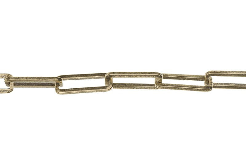 CX934-AB: Chain Paperclip SQ Wire ANT Brass