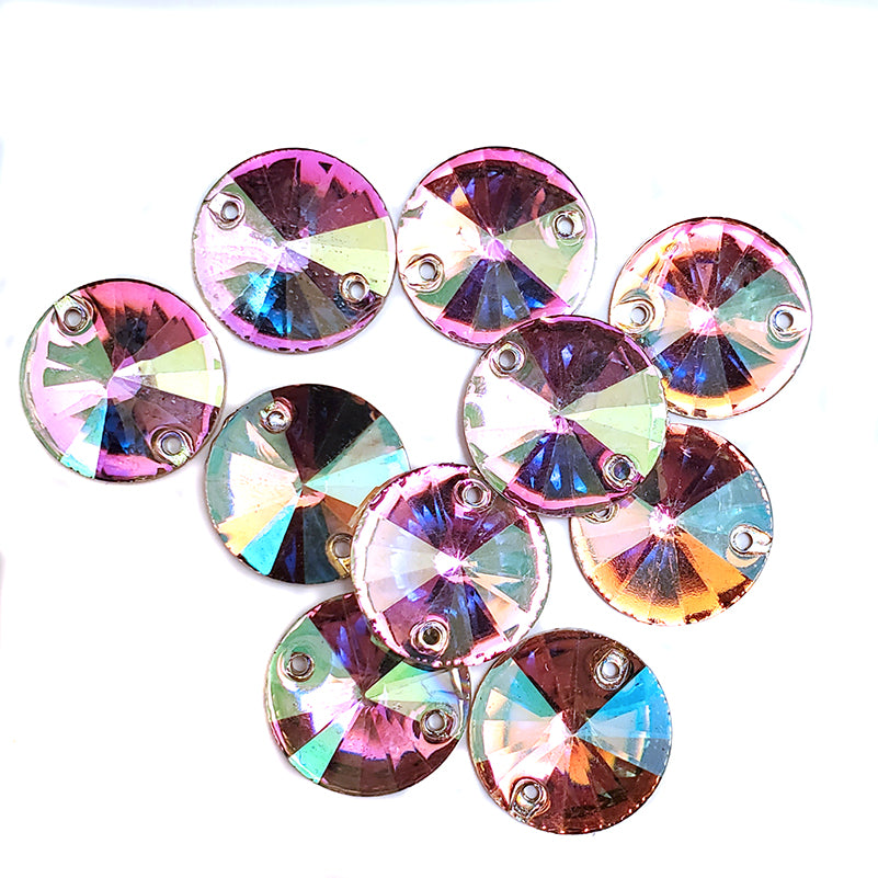 DZ9020-512: Resin Sew-on Metalico Stone Rivoli 18mm Crystal AB 10PPK