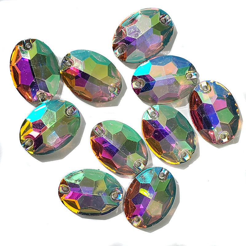 DZ9031-512: Resin Sew-on Metalico Stone Oval 17x24mm Crystal AB 10PPK