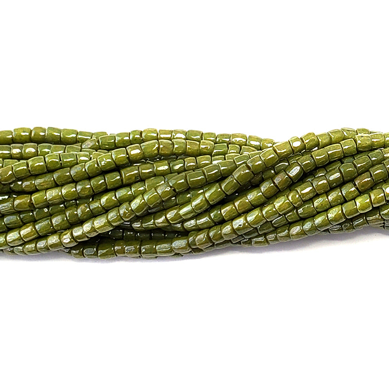 9SC383-OLR: CZ Seed Bead 3-Cut Opaque High Luster Olive Green Color #83113-1HK