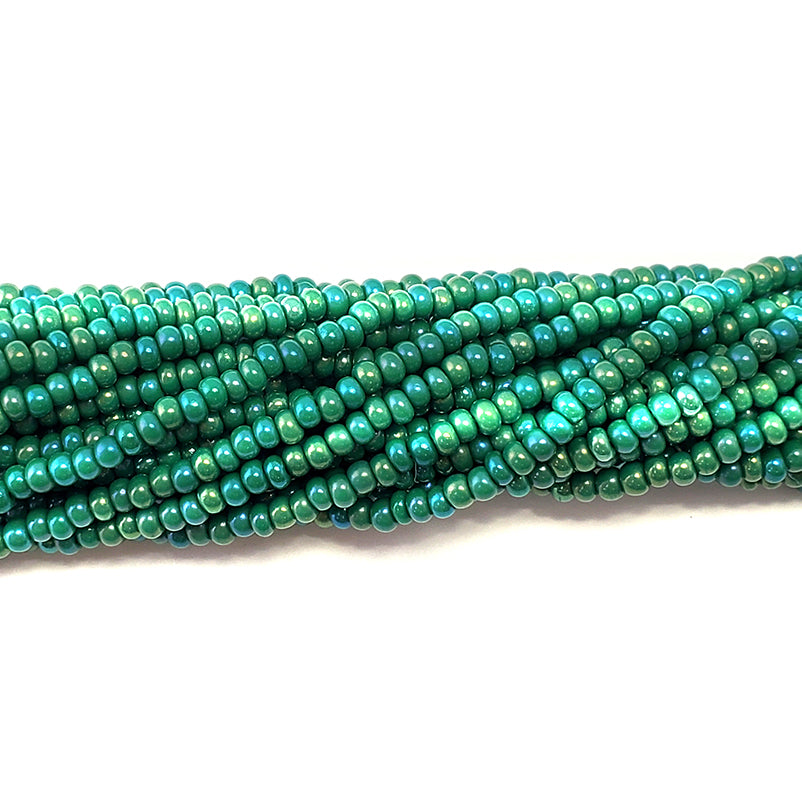 11SB586: CZ Seed Bead DK Green AB 11/0 6HK