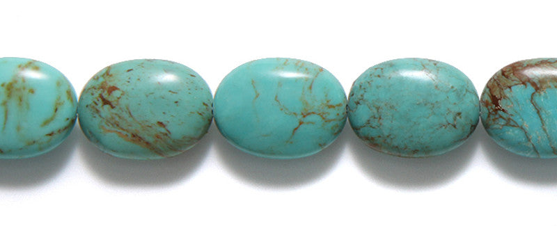 34ST413-16: Turquoise Oval Pebble A B 12x16x5mm