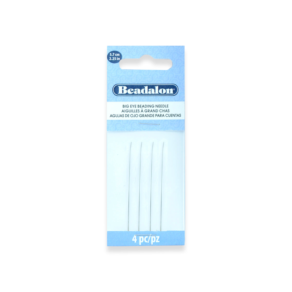 JNEEDF2.25/4: Beadalon Big Eye Needle Fine .41mm (.016inch) Diameter 2.25 Inch 4 Piece