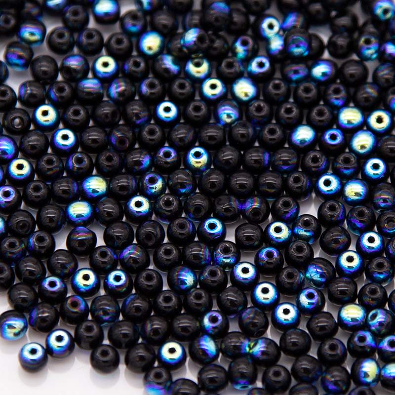 4RD509-L: CZ Round Black AB 4mm Loose 400PC