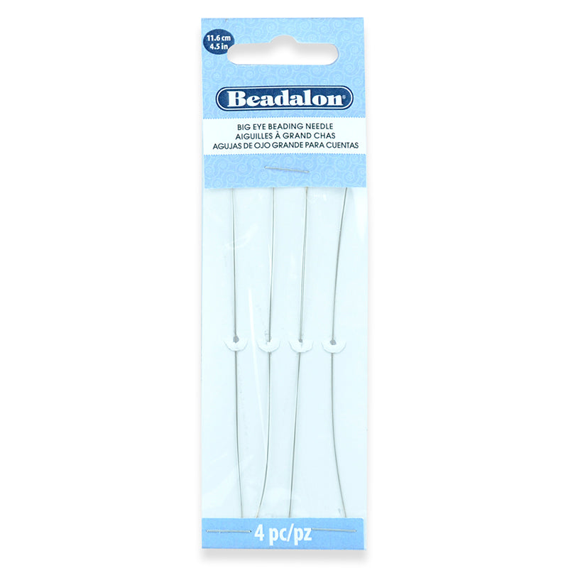 JNEEDF4.5: Beadalon Fine Big Eye Needle 0.41mm (0.16inch) Diameter 4.5 Inches - 4 Piece Pack