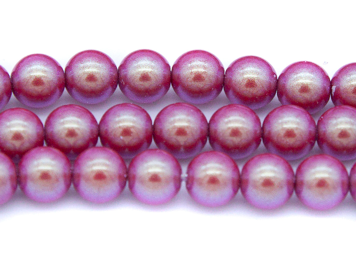 6GP645-IR: CZ Glass Pearl Iridescent Red 6mm-50PC