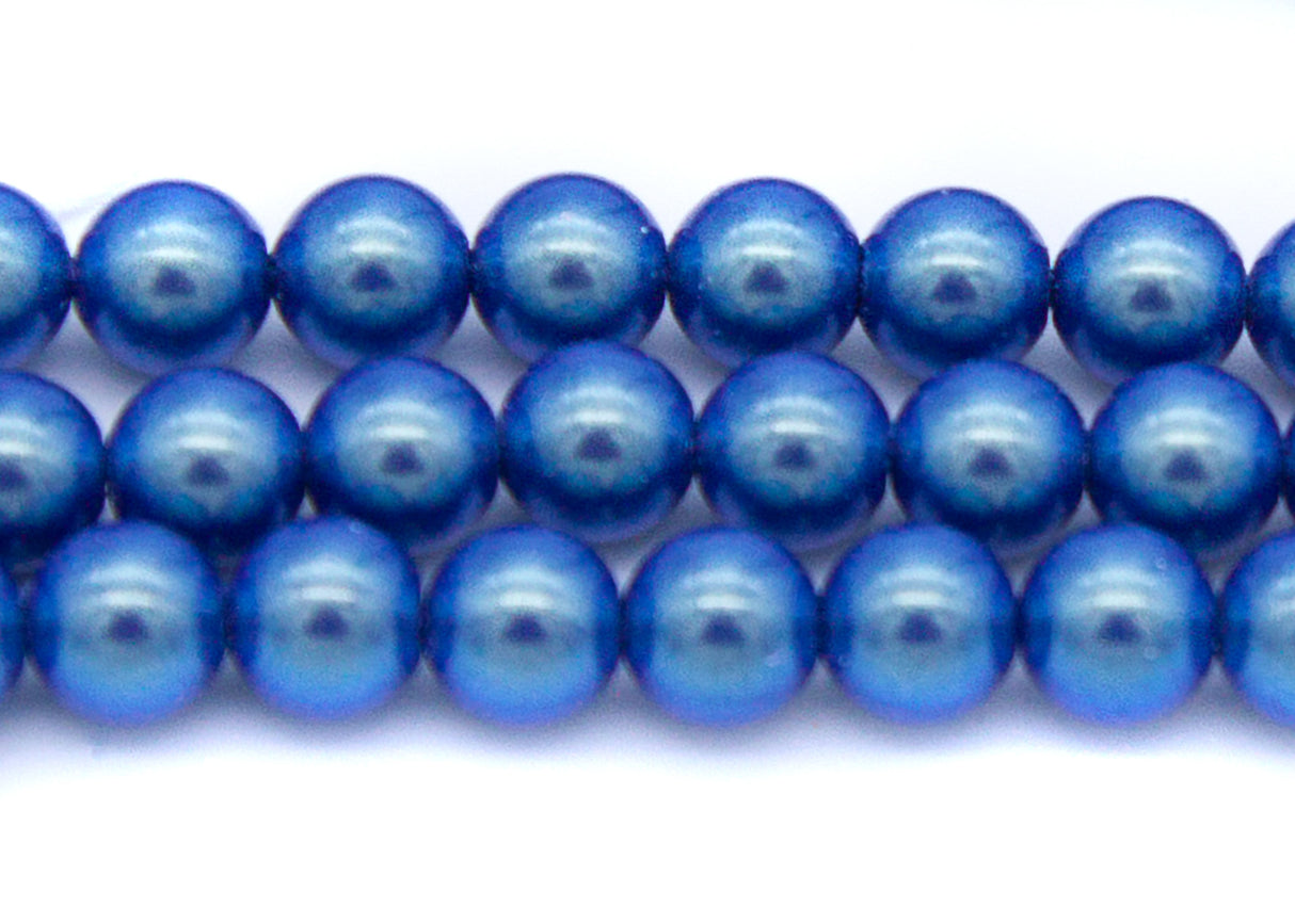 8GP678-IR: CZ Glass Pearl Iridescent Tahitian Blue 8mm-25PC