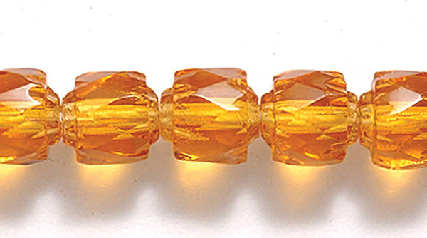 73FX254-2R: CZ Cathedral Faceted Trans MED Topaz 6mm-25PC