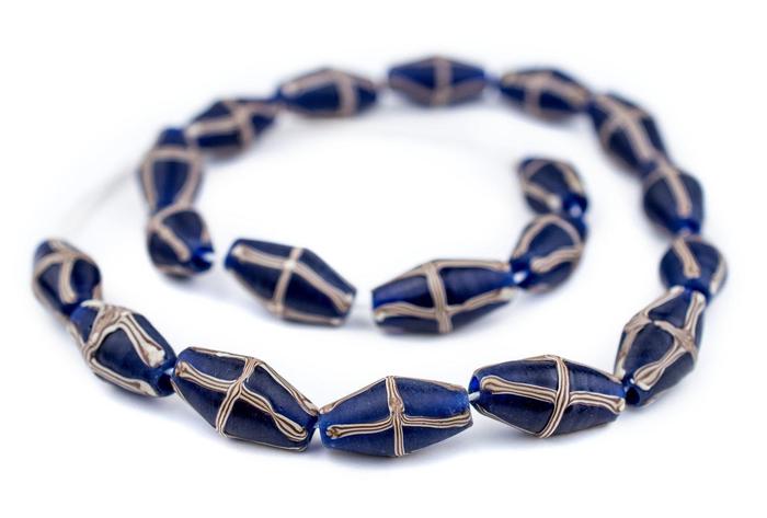 GA105-COBALT: Java French Cross Beads Cobalt Blue 14x24mm 17PST AVG