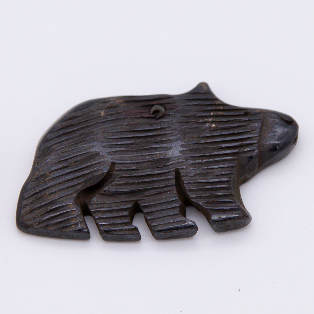 BN385-78: Bone Bear Pendant Carved Brown 45x26mm - 5 Pieces