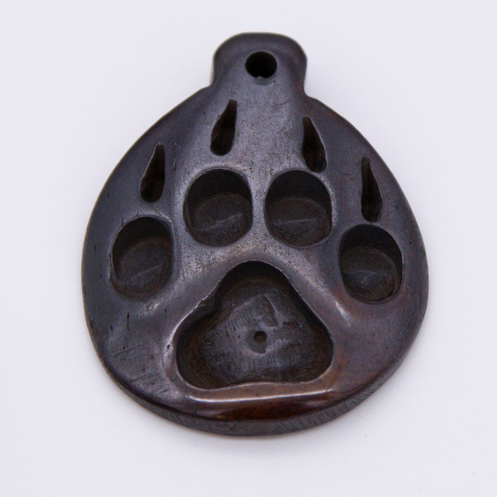 BN385-53: Bone Wolf Paw Print Pendant Brown 35x45mm - 5 Pieces