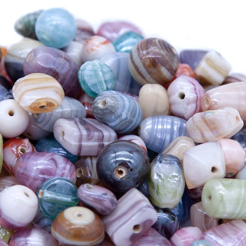 VE525-STL: Bead Mix Stripe Swirl Luster 7-25mm 200 Grams