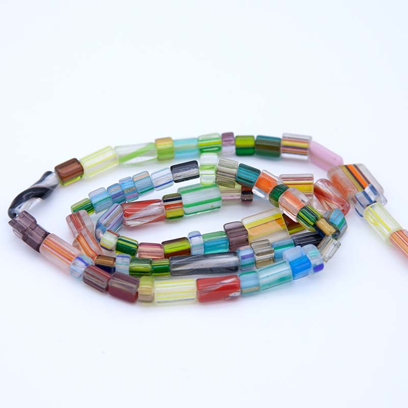 VE524-GC: Glass Cane Bead Mix 24 Inch Strand 6-15mm