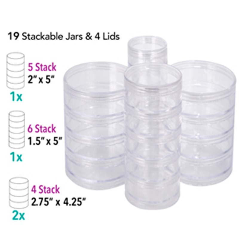 BC409-MIX1: STACK JARS 4 Stack asst 1.5", 2" & 2x 2.75"