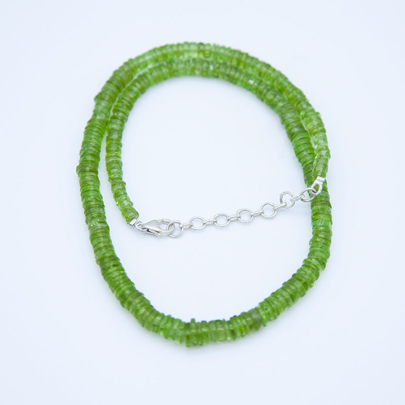 ST415-HNG: Peridot 4-7mm Heishi Necklace