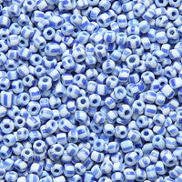 12SV2174: Vintage Venetian Seed Bead White/Blue Stripes 12/0 - 500 Grams