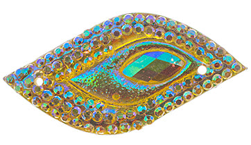 DZ9131-554: Resin Sew-on Peacock Tulip Gold 16x30mm