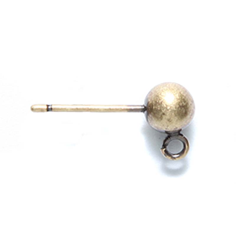 5FI6-AB: Ear Post w/5mm Ball ANT Brass - 2PR