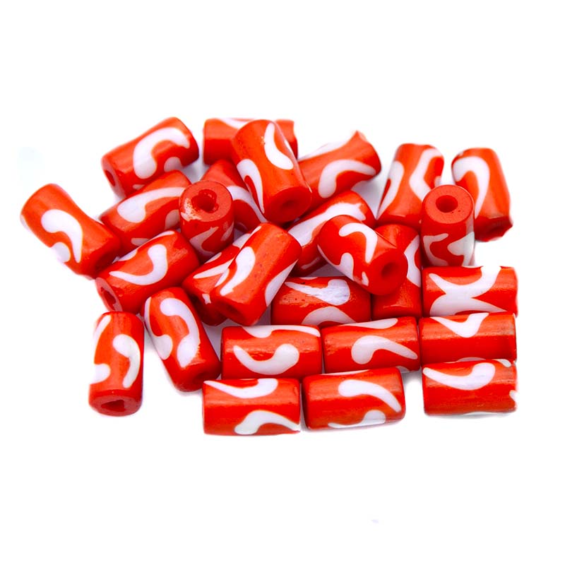 13BN138-W: Bone Tube Orange w/WHT 7x13mm 35PC