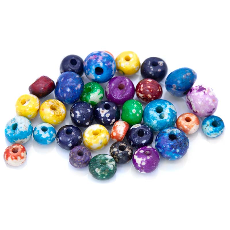 BN125-MR: BN125-MR Bone RND Marbled Mix Asst Colors 10-15mm 50GM