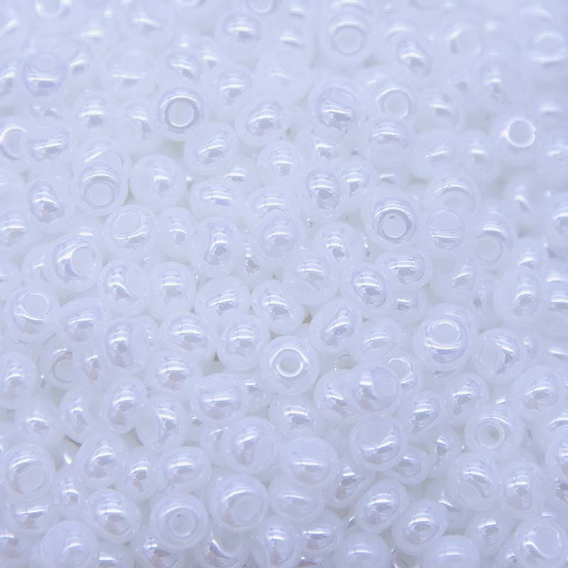 5SB612-L: CZ Seed Bead Pearl White 5/0 Loose - 100 Grams