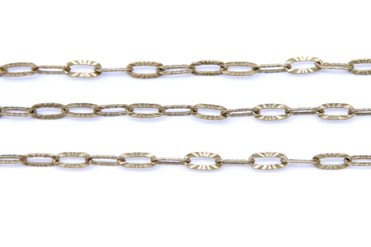 CX2607-AB: Kinked Paperclip Cable Chain ANT BRASS