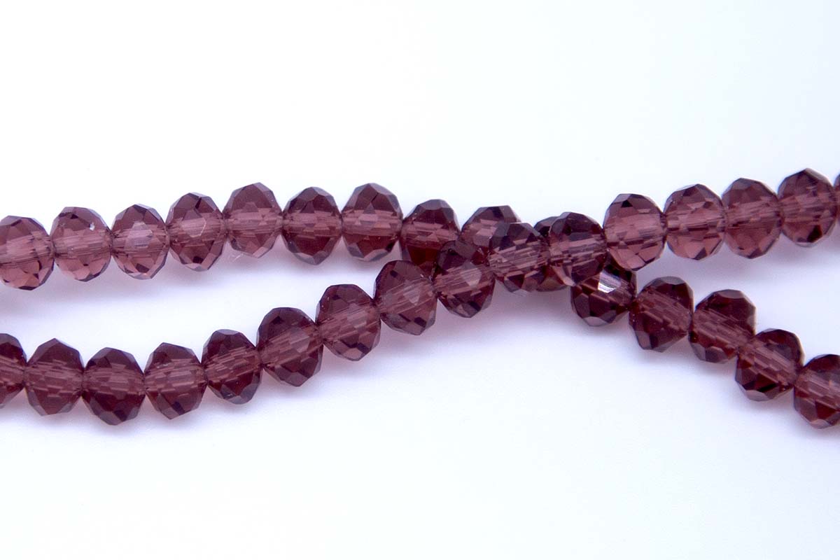 73CD298: Crystal Rondelle Amethyst A A A 4X6MM 16" String